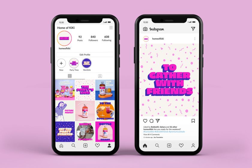 Oat Studio's bright, bouncy and fun identity for bottled cocktail brand Kiki