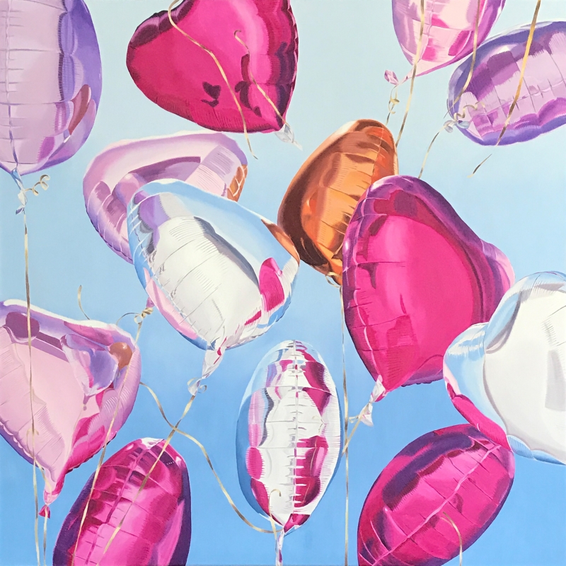 Realistic paintings of expressive balloons inject a little celebration
