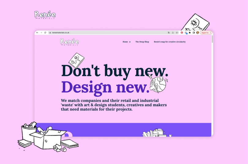 The website design for Renée Materials