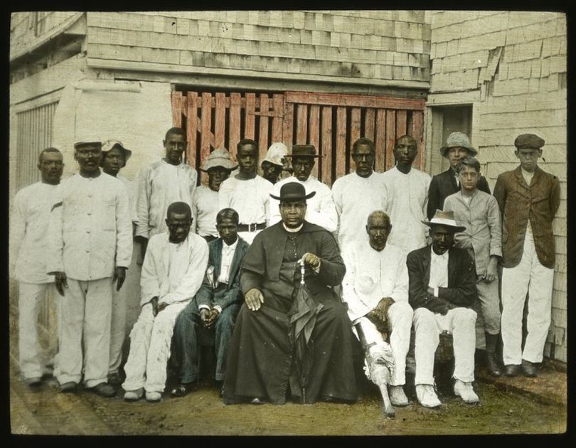 Father Purcell & Converts, Jamaica. Unknown photographer, c. 1890.  Courtesy Caribbean Photo Archive / Autograph ABP