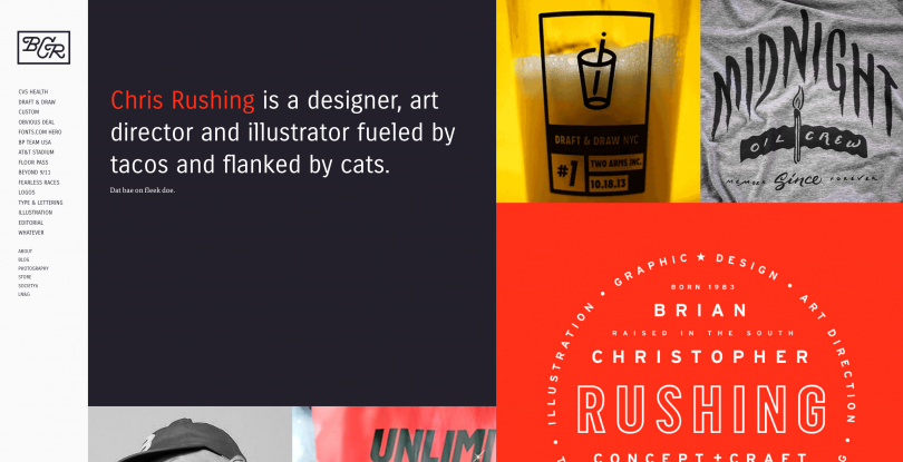 Designer [Chris Rushing](http://chrisrushing.com/) keeps his text admirably to-the-point