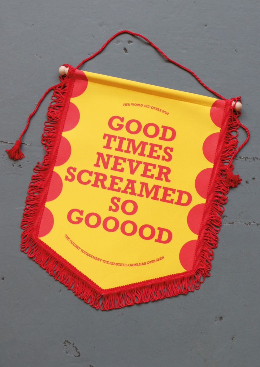 Adam Morton-Delaney calls out Qatar ahead of the World Cup with his Pathetic Pennants