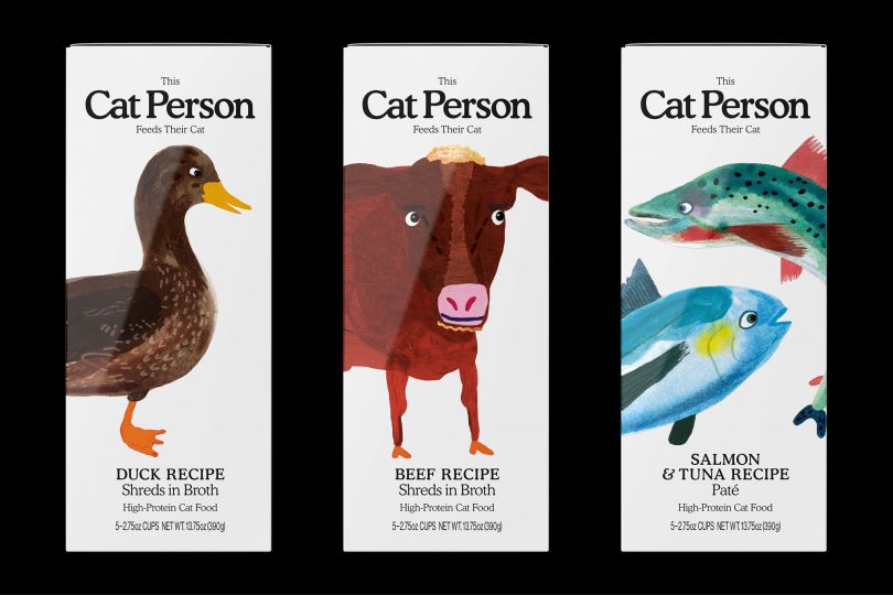 Wet Food cartons, with illustrations by Paul Davis