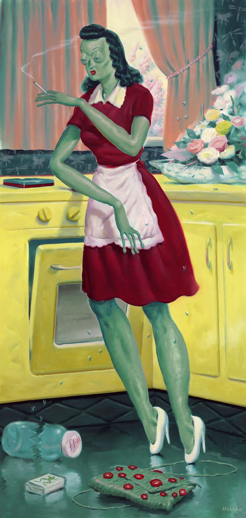 'Frog Wife' (oil on canvas, 53 x 26 inches) © Ryan Heshka