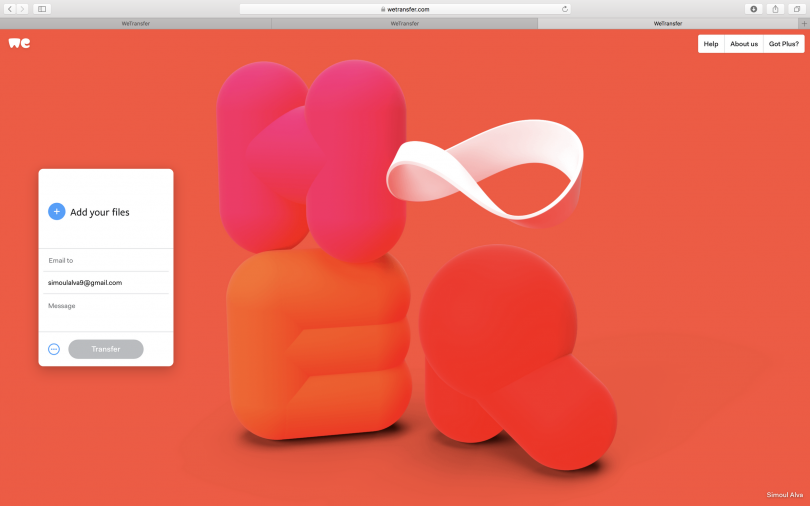 Simoul Alva, experiments in 3D, as presented on WeTransfer