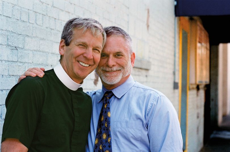 Mark Erson (left) and Scott Jordan L Pastor at St. Lutheran’s Church, New York City © Delphine Diallo