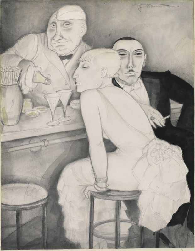 Jeanne Mammen Bar, c. 1930 Watercolour and pencil on paper Private collection © DACS 2018
