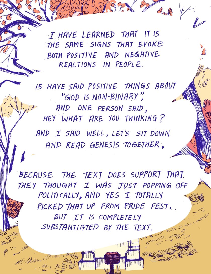 God is Non-Binary: reportage artist Sanika Phawde turns a curious church sign into a thought-provoking comic