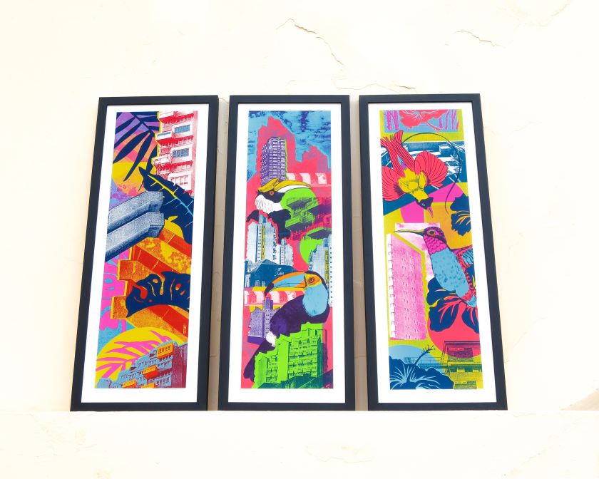 Melissa North's vibrant and eye-catching screen prints bring the urban jungle to life