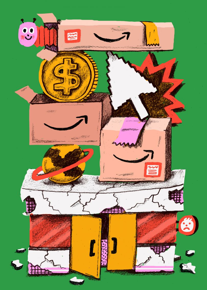 Retail vs. Amazon (Illustration for Quartz)