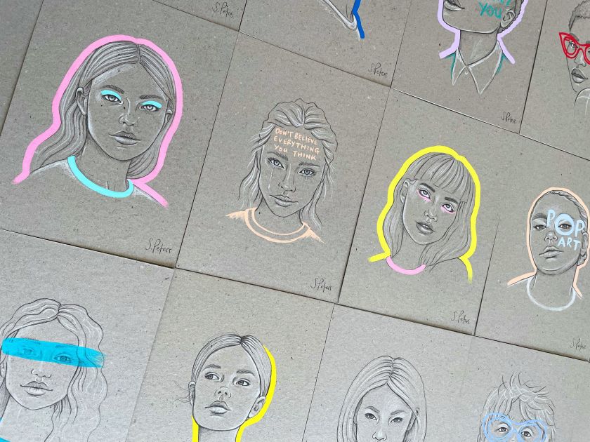 Artist Sarah Peters pushes the boundaries of her style with her 50 Faces Challenge