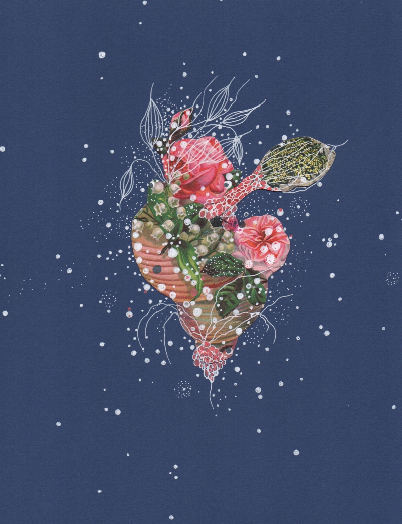 Beautiful collages and drawings of flower-covered marine life by ...