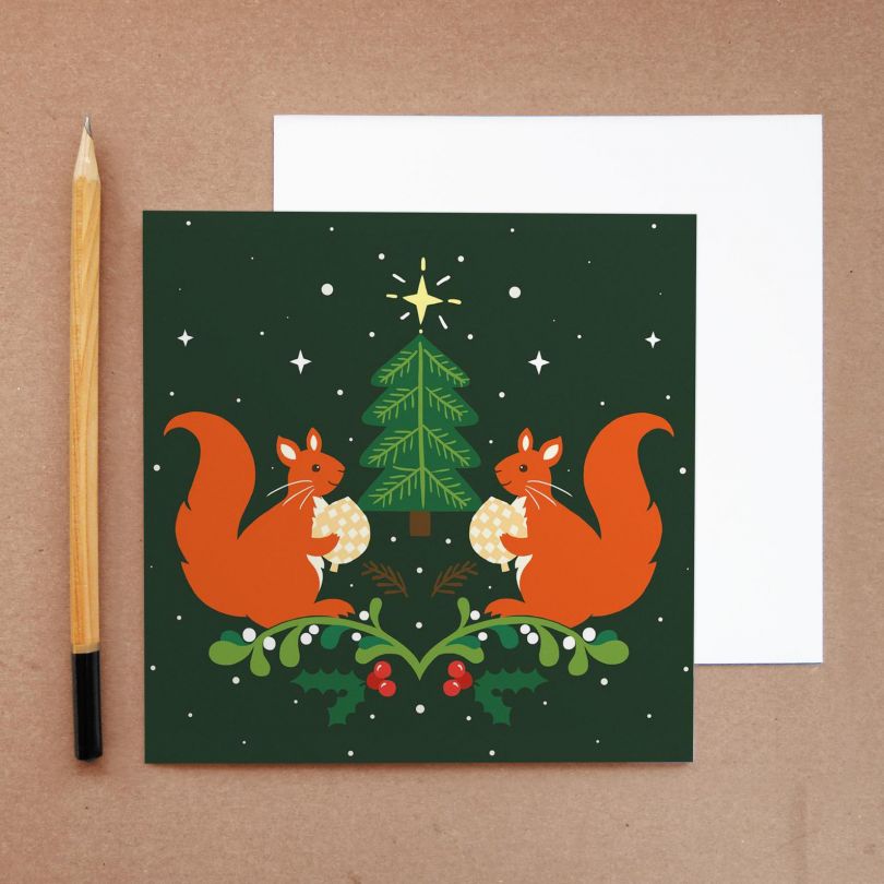 Squirrel Christmas card by Vicky Scott
