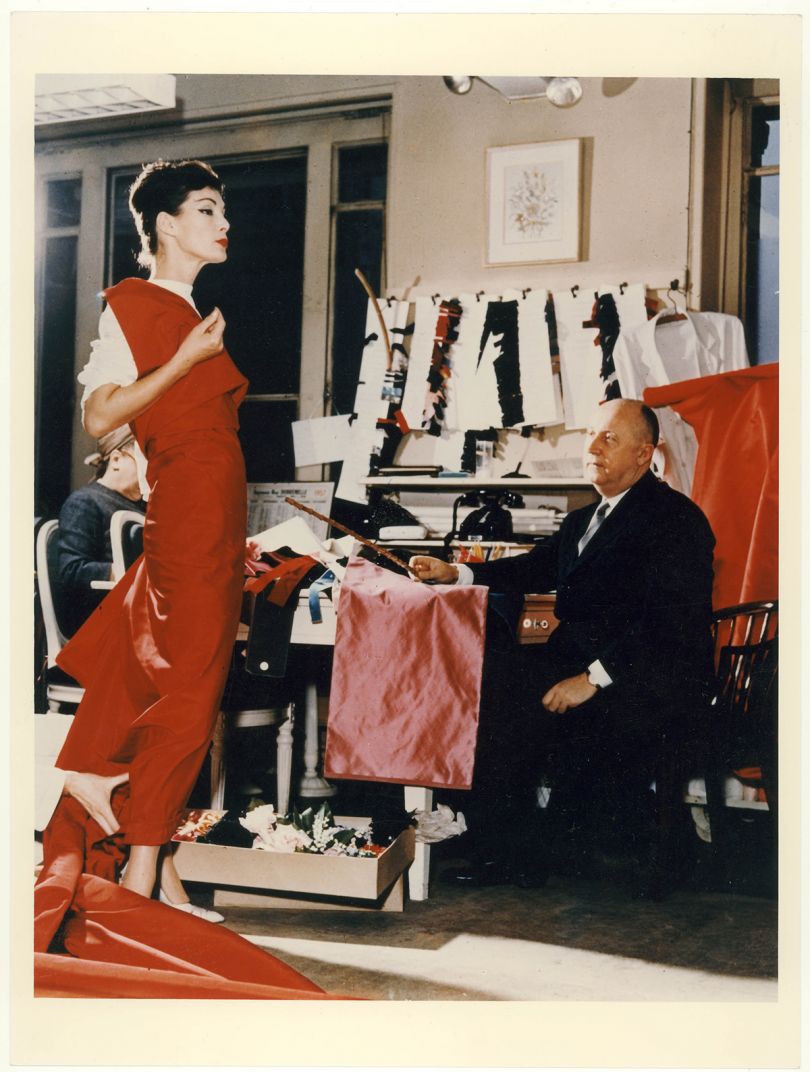 Christian Dior with model Lucky, circa 1955. Courtesy of Christian Dior