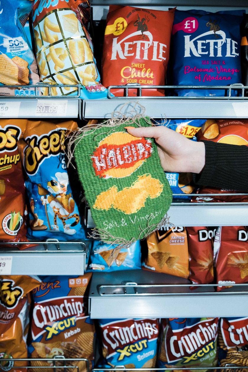 Handwoven crisp packets by Alexandra Lucas celebrate the simple pleasure of snacking
