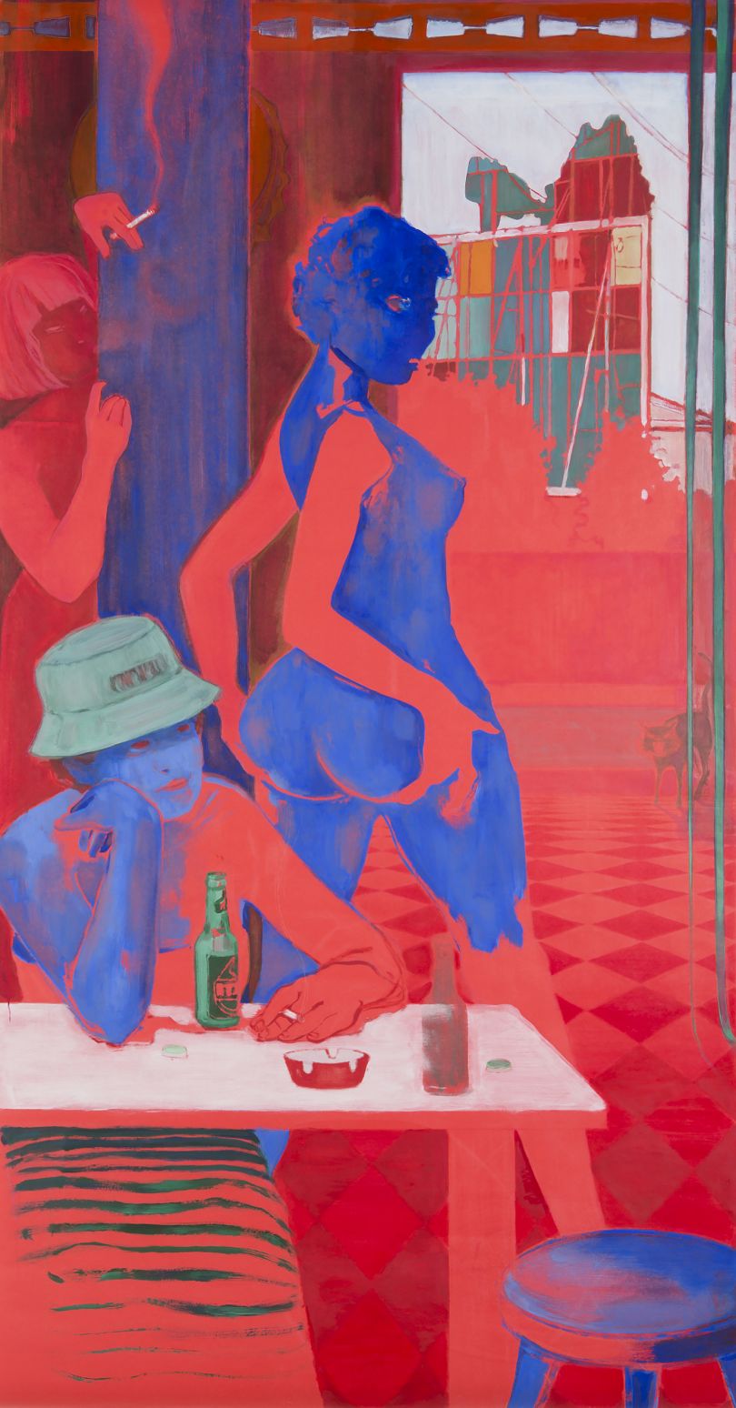 Lisa Brice (b.1968) Midday Drinking Den, after Embah I 2017 Oil on archival paper 2426 x 1303 mm Courtesy of the artist and Salon 94, New York © Lisa Brice