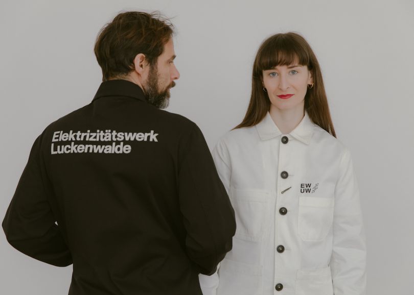 E-WERK Co-Artistic Directors Pablo Wendel and Helen Turner wearing the Werk Jackets. Courtesy of Diana Pfammatter and Universal Works