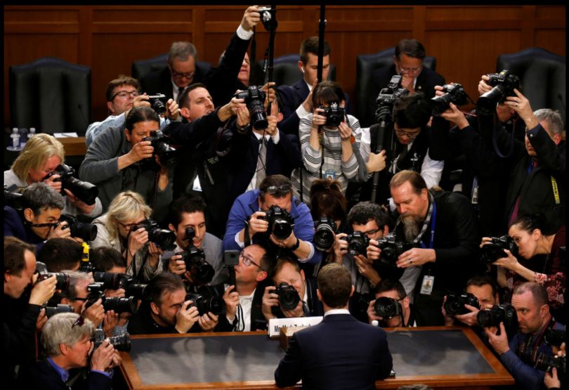 Facebook CEO Mark Zuckerberg testifying before a joint Senate Judiciary Committee and Commerce Committees hearing regarding the company's use and protection of user data, on Capitol Hill in Washington, U.S., April 10, 2018. Reuters/Leah Millis