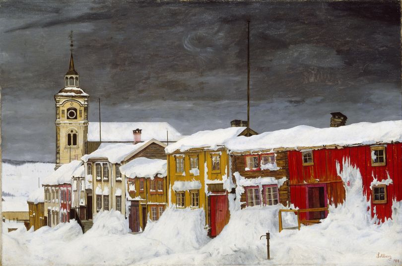 Harald Sohlberg, Street in Røros in Winter, 1903, The National Museum of Art, Architecture and Design, Norway
