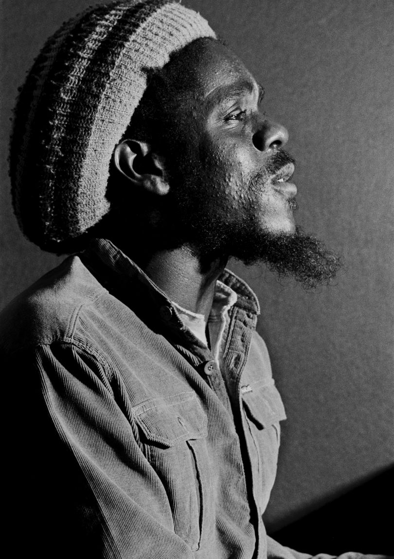 Jamaican reggae artist Dennis Brown at Berry Street studios, London 1981