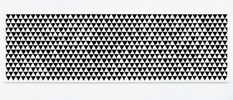 Bridget Riley Cascando 2015 Acrylic on polyester 55 1/4 x 180 7/8 inches 140.5 x 459.2 cm Bridget Riley © Bridget Riley 2017, all rights reserved. Courtesy David Zwirner, New York/London