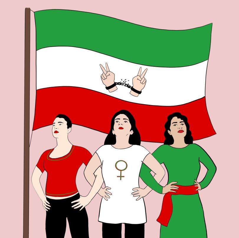 Roshi's illustrations stand in solidarity with the women of Iran