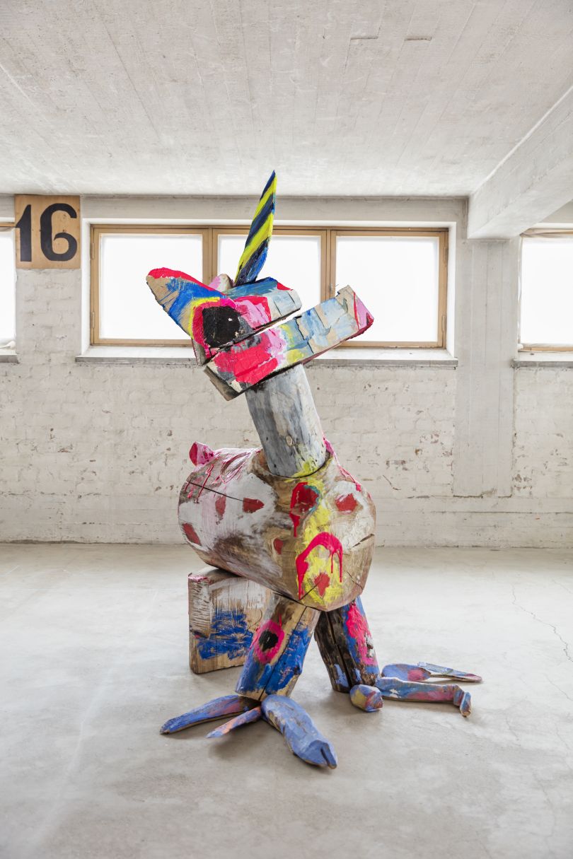 Jasmin Anoschkin – Swedish Unicorn in Swimming School 2019. Carved and painted wood. Image credit: Jefunne Gimpel