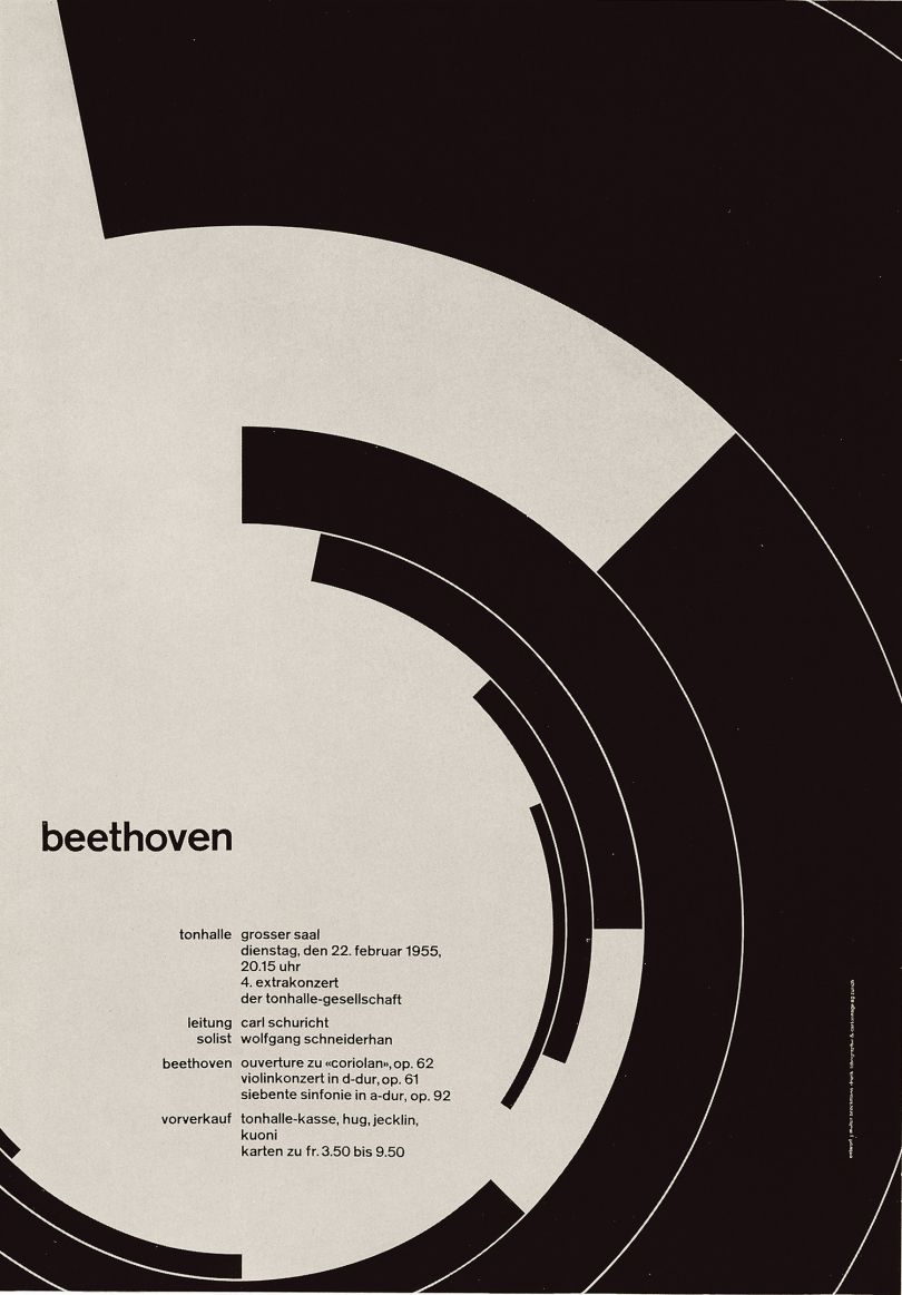 Beethoven, poster, Josef Müller-Brockmann, 1955, Tonhalle Zürich, Switzerland; image courtesy: © Josef Müller-Brockmann Archive