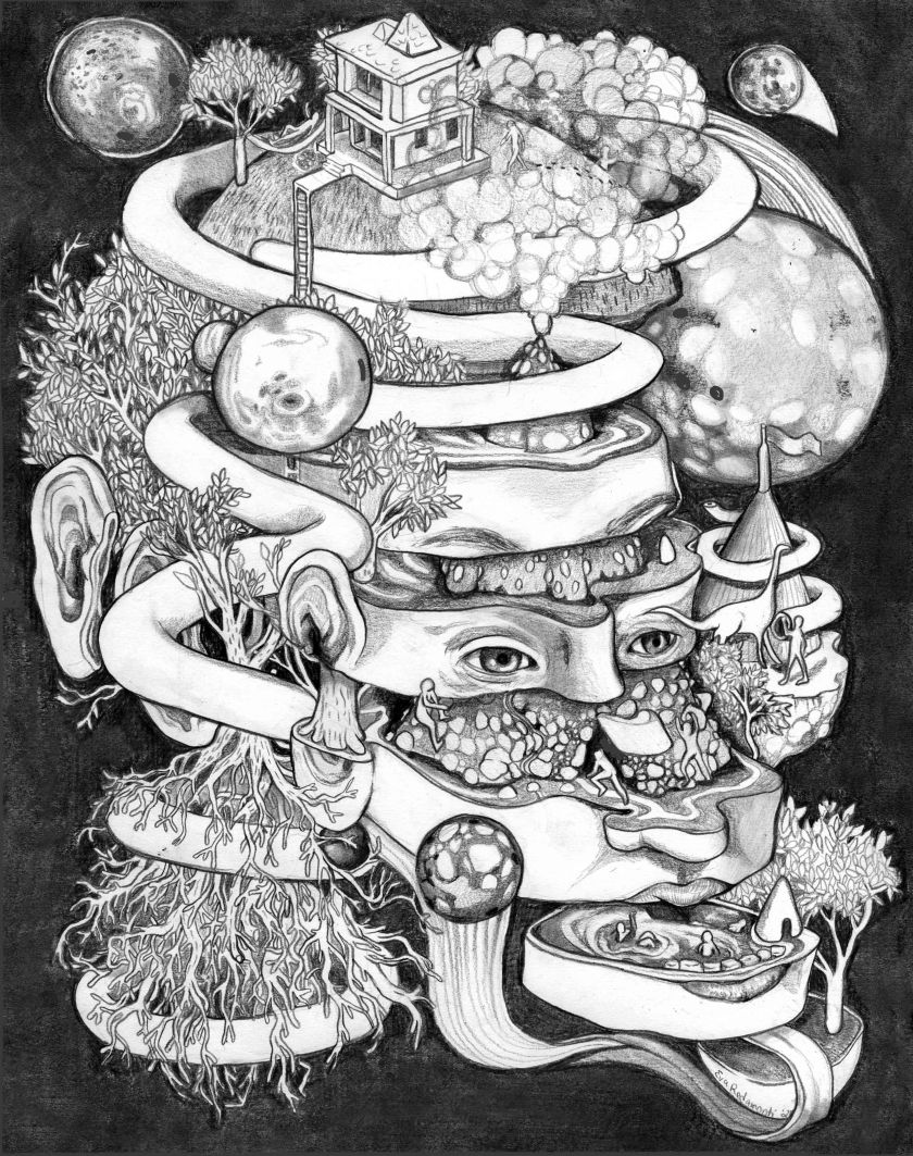 Eva Redamonti's detailed illustrations are a chaotic explosion of the whimsical and the surreal