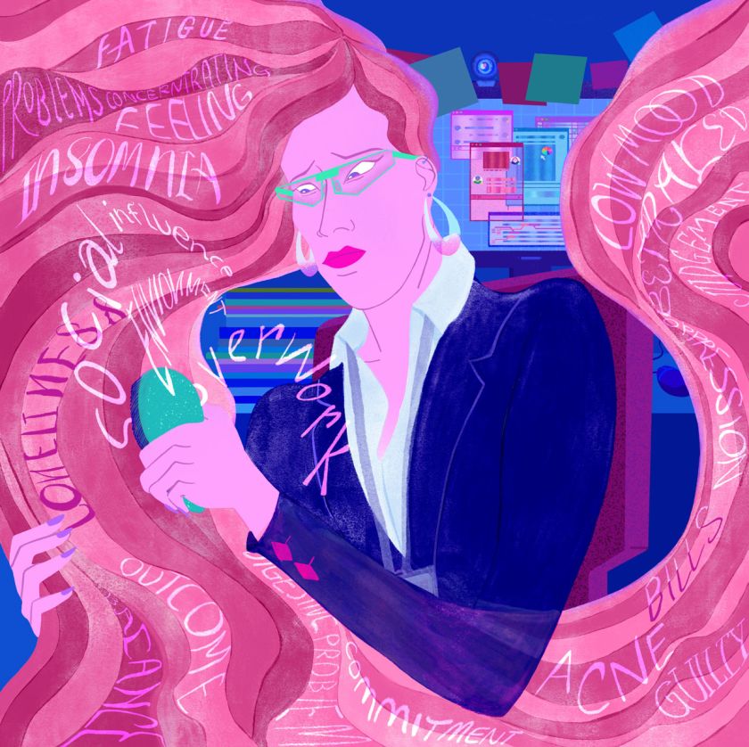 Chiara Xie's tech-focused illustrations redefine what a fulfilling life looks like