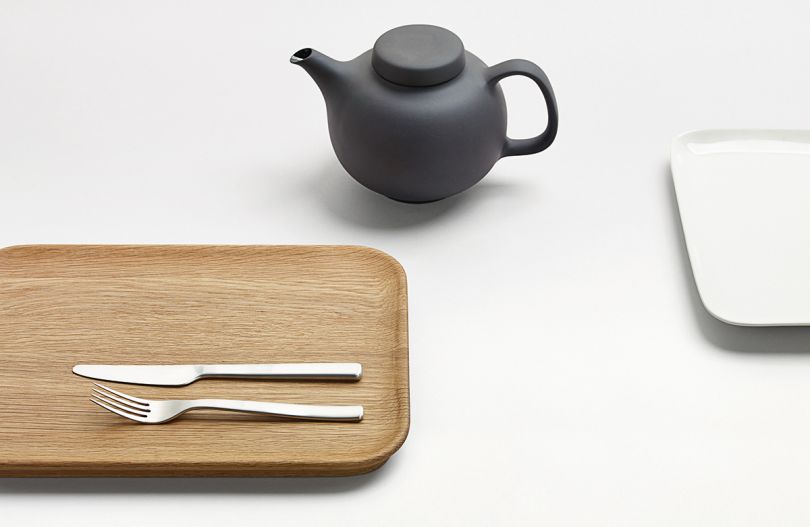 Olio serving platters, cutlery and teapot, Royal Doulton, 2015. Picture credit: David Brook
