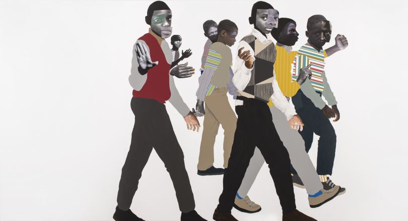 Deborah Roberts, ‘When you see me’, 2019. Mixed media collage on canvas, 165 x 304.8cm (65 x 120in). Copyright Deborah Roberts. Courtesy the artist and Stephen Friedman Gallery, London