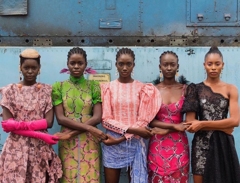 Models holding hands, Lagos, Nigeria, 2019 by Stephen Tayo. Courtesy Lagos Fashion Week
