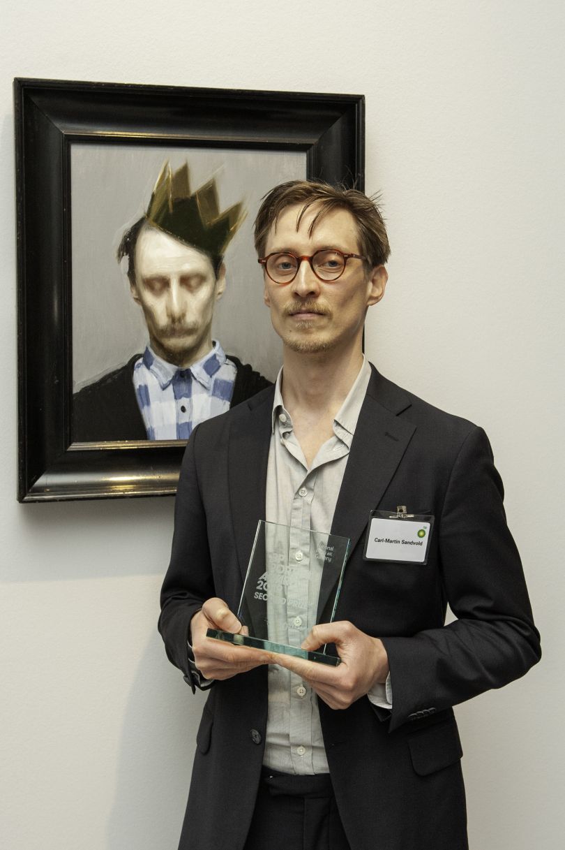 Second Prize Winner Carl-Martin Sandvold with his portrait The Crown. Photograph by Jorge Herrera