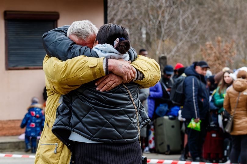 26th February, 2022, Ukraine, Uzhgorod-Vyshne Nemeckoe: Refugees from Ukraine on the border with Slovakia (checkpoint 
