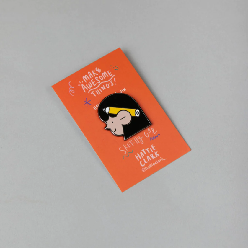 Sketchy Girl Pin Badge by Hattie Clark