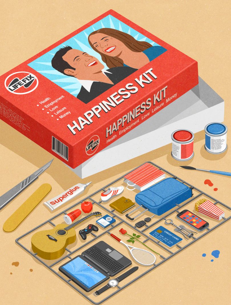 Happiness kit, the elements needed to build a happy life  © John Holcroft