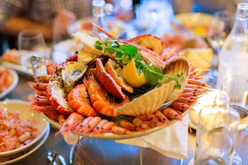 Traditional fresh seafood in Oslo, Norway. Image licensed via Shutterstock