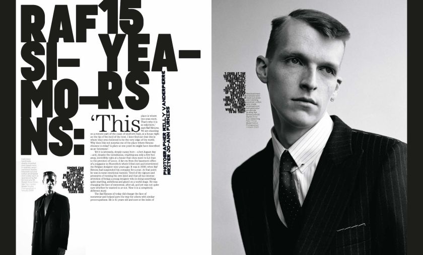 The Graphic Language of Neville Brody, spread showing Arena Homme + Raf Simons work